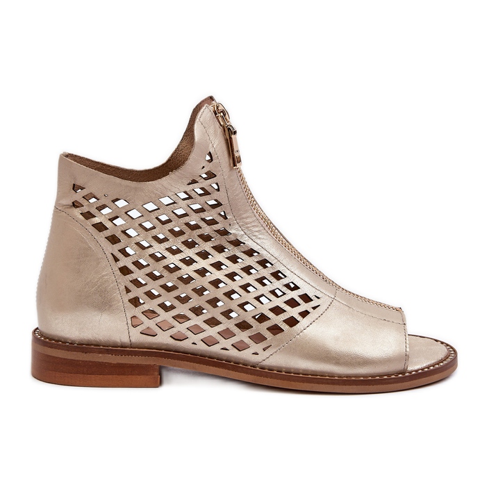 Zazoo 977/L Nahkaiset harjakattoiset sandaalit vetoketjulla, kultaa kultainen