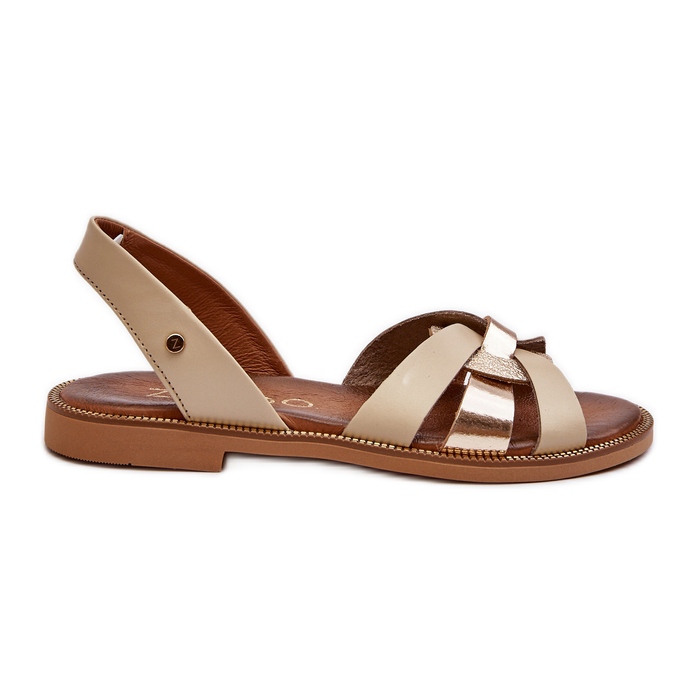 Zazoo 40382 Naisten nahkasandaalit, beige