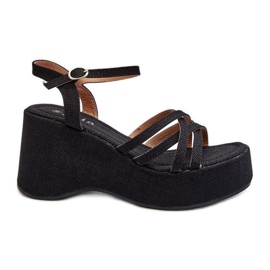 Musta Oporia Platform ja Wedge sandaalit Musta Oporia Platform ja Wedge sandaalit