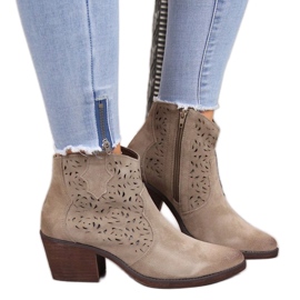 Harjakatkoiset nahkaiset cowboysaappaat S.Barski W OLI32C, beige