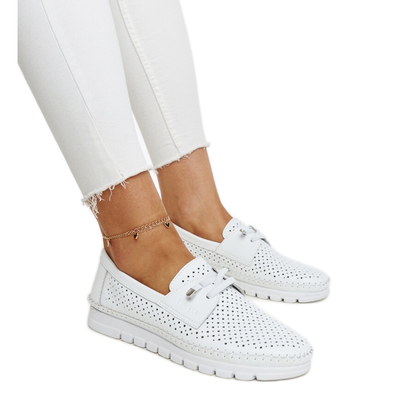 Vinceza valkoiset nahkaiset harjakattoiset kengät valkoinen