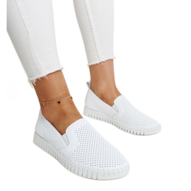 Vincezan valkoiset harjakattoiset nahkakengät valkoinen