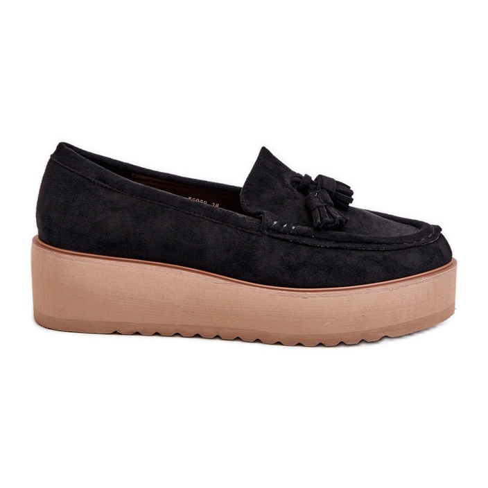 Naisten mokasiinit alustalla hapsuilla, musta Mialani