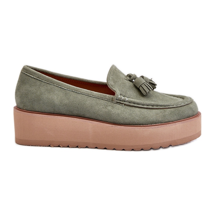 Naisten mokasiinit alustalla hapsuilla, vihreä Mialani