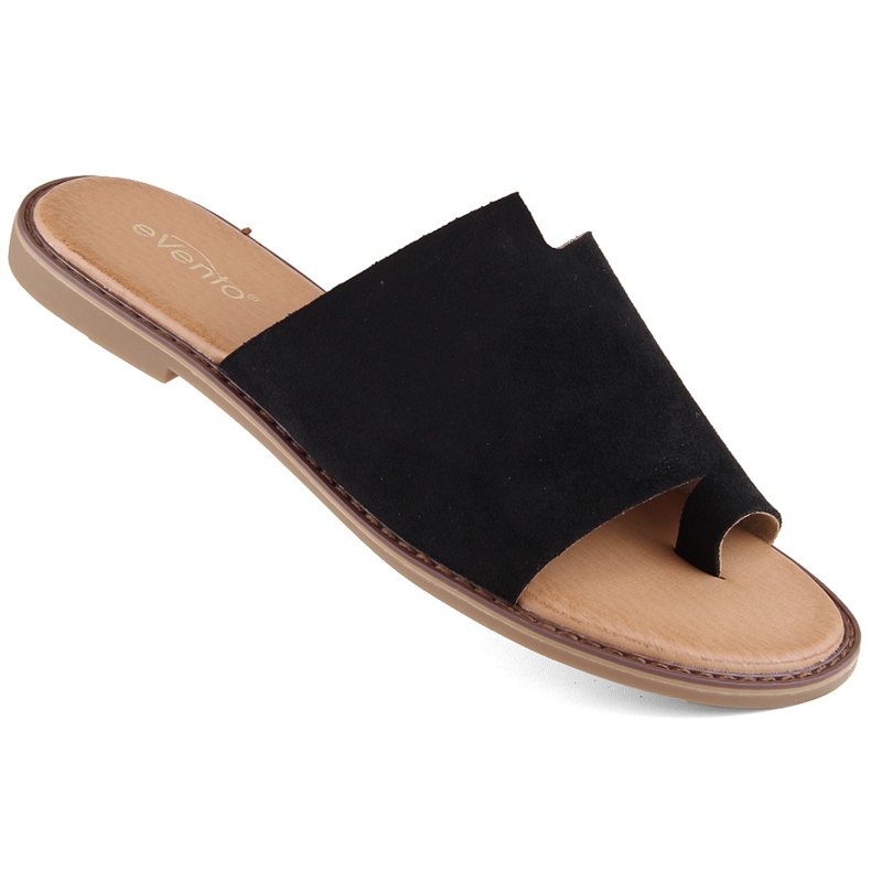 Naisten mokkanahkaiset varvastossut, musta eVento 4586