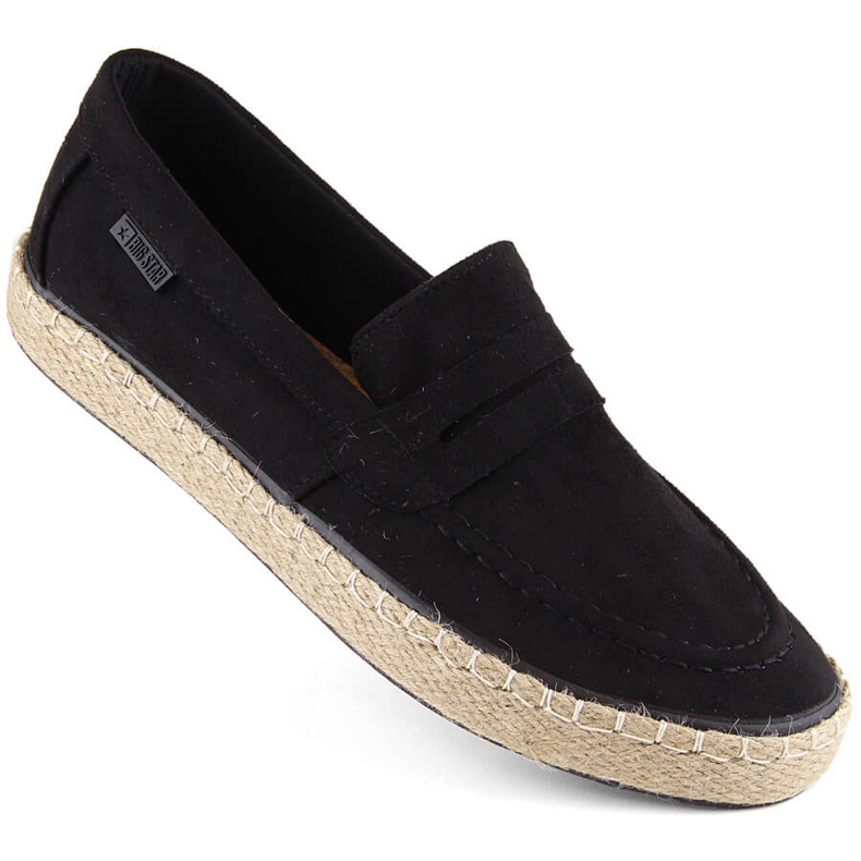Miesten kengät, slip-on espadrilles mokasiinit, musta Big Star NN174046