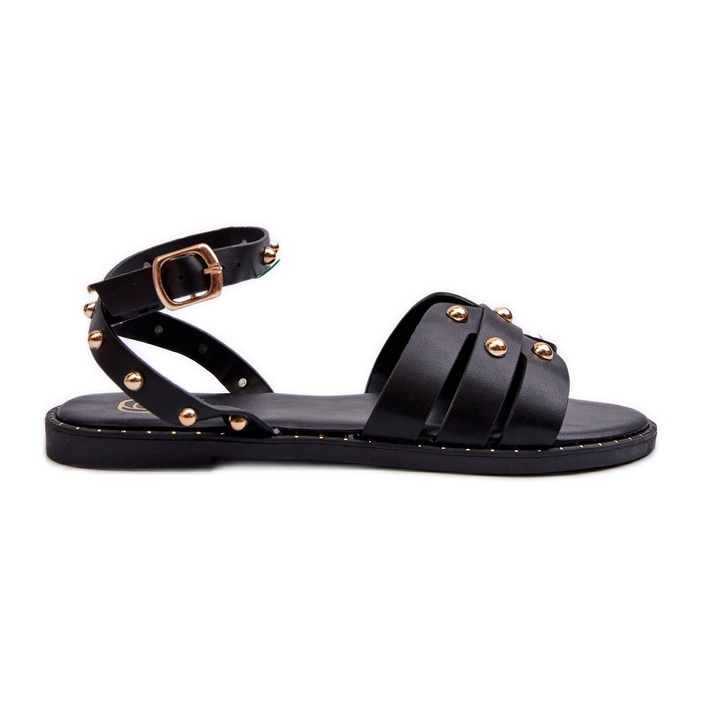 Ianaera koristellut naisten tasaiset sandaalit mustat