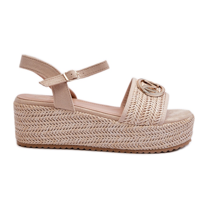 Naisten kiilanauhasandaalit, joissa on punos beige Esalena