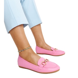 Tummanpunaiset mokasiinit, joissa Najla-solki vaaleanpunainen Tummanpunaiset mokasiinit, joissa Najla-solki vaaleanpunainen