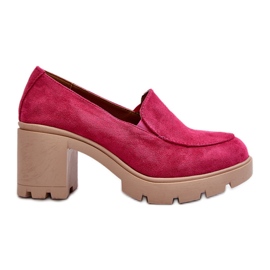 Naisten Eco Suede -kengät korkokengillä ja alustalla Fuchsia Arablosa vaaleanpunainen