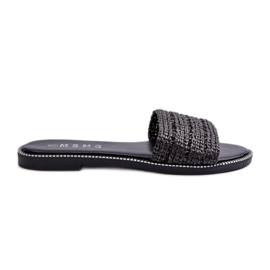 Naisten sandaalit, joissa on punotut tasakorkokengät, mustat radiaanit