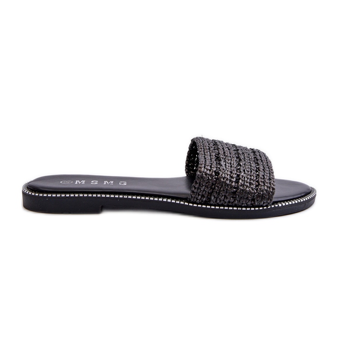 Naisten sandaalit, joissa on punotut tasakorkokengät, mustat radiaanit