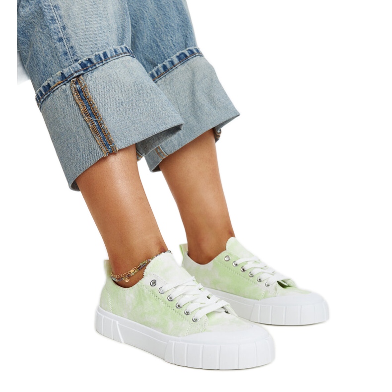 Vaaleanvihreät Jerina-kankaiset tennarit