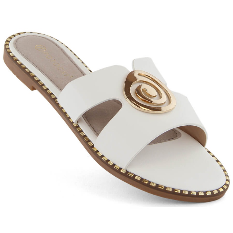 Naisten matalakorkoiset valkoiset varvastossut Potocki 08302 valkoinen