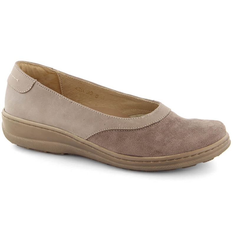 Mukavat naisten nahkaiset slip-on kengät, beige Helios 426.002.02