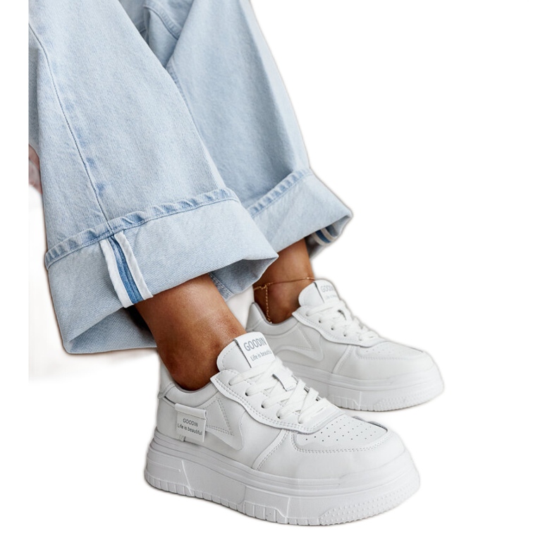 Aria valkoiset nahkalenkkarit paksulla pohjalla valkoinen