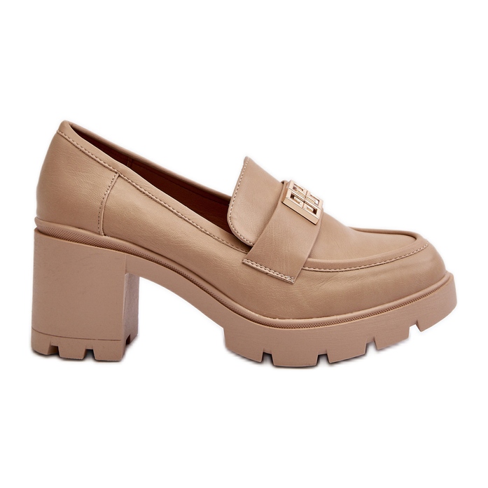 Beiget Ranunca naisten kengät, joissa on paksut korkokengät ja koristelu