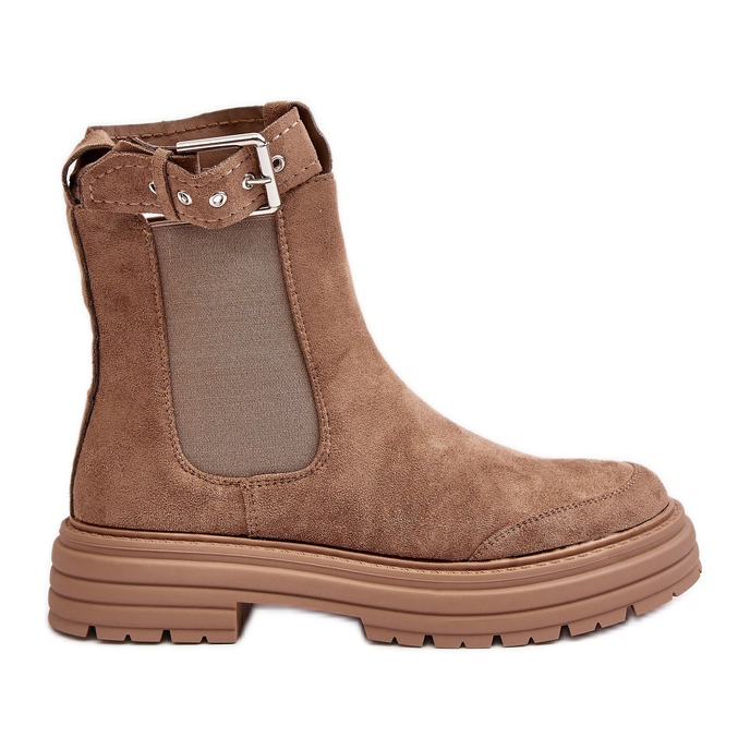 Suede Chelsea saappaat massiivinen pohja, Beige Ozaro