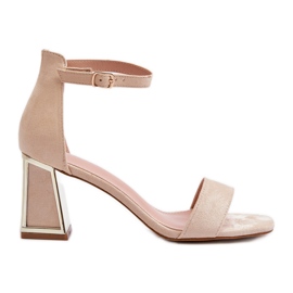 Mokkasandaalit Beige Pholia -korkokenkiin