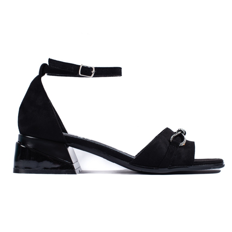 Goodin Mustat mokkanahkasandaalit, joissa matalat korot