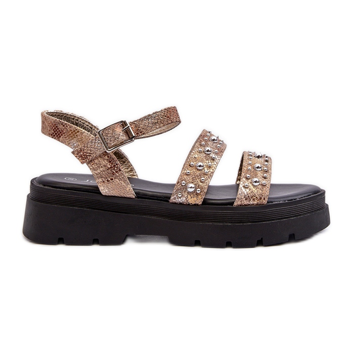 Naisten koristeelliset sandaalit Eco Leather kulta-beige Arcida