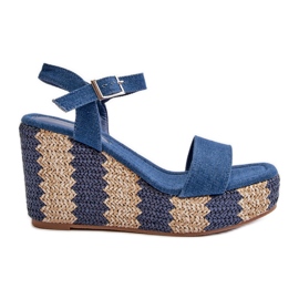 Naisten farkkukiila sandaalit, sininen Reviala