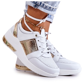 S.Barski Naisten nahkaiset urheilukengät kiilalla Valkoinen Larson