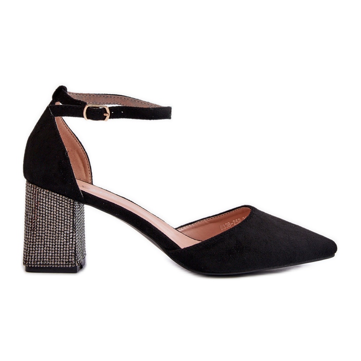 Pumput eko-mokkanahkaa koristellussa kantapäässä, musta Anlitela