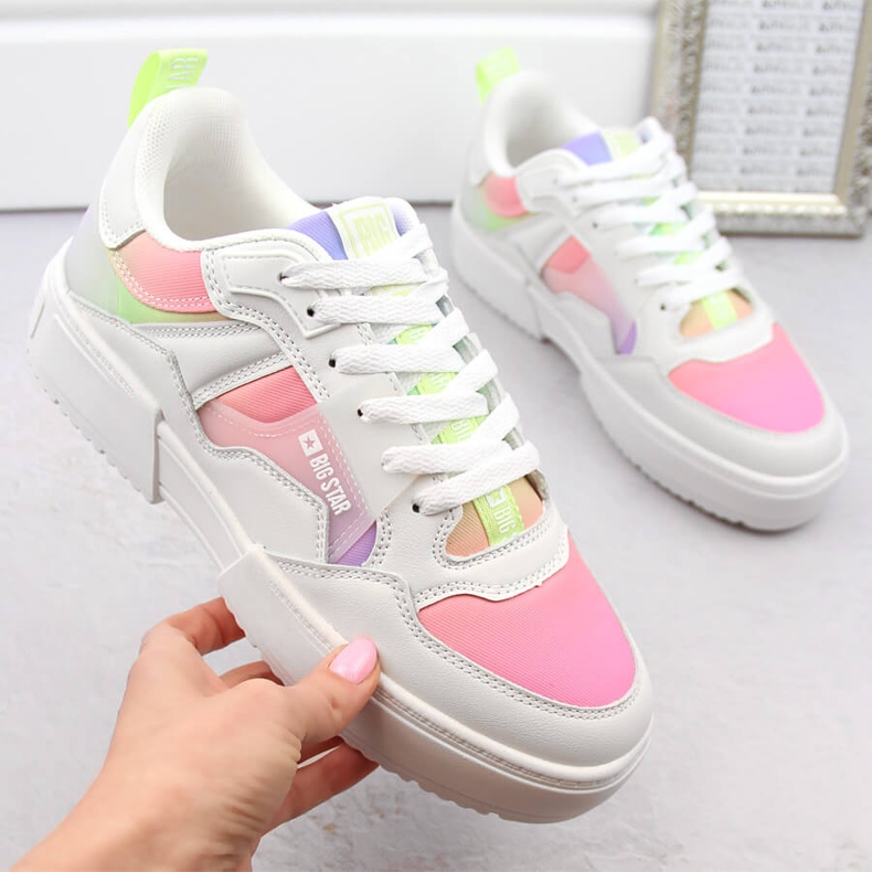 Naisten moniväriset urheilujalkineet Big Star NN274359 valkoinen