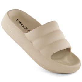 Naisten tikatut alustatossut, beige Vinceza 75204
