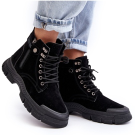 PS1 Jailina eristetyt mokkanahkaiset naisten trapper-nilkkurit musta