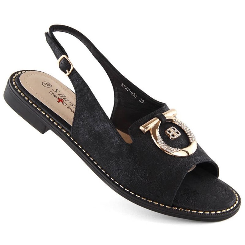 Mukavat sandaalit koristeilla S.Barski W OLI256A, musta