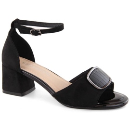 Sergio Leone W SK444A mokkanahkaiset korkeakorkoiset sandaalit, musta