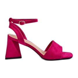 Vinceza Naisten korkeakorkoiset sandaalit, jotka on valmistettu Eco Suede Fuchsia Upttimasta vaaleanpunainen