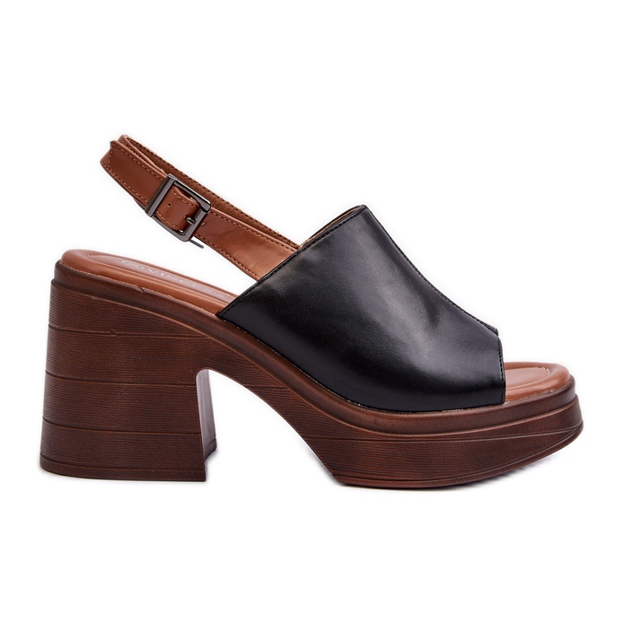 Vinceza Naisten Eco-nahasta valmistetut sandaalit, paksu kantapää ja alusta, Black Meeyah musta