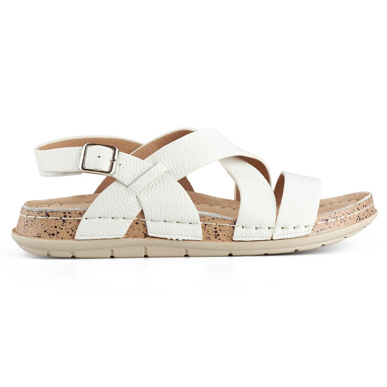 Naisten valkoiset sandaalit, joissa nahkainen sisäpohja valkoinen