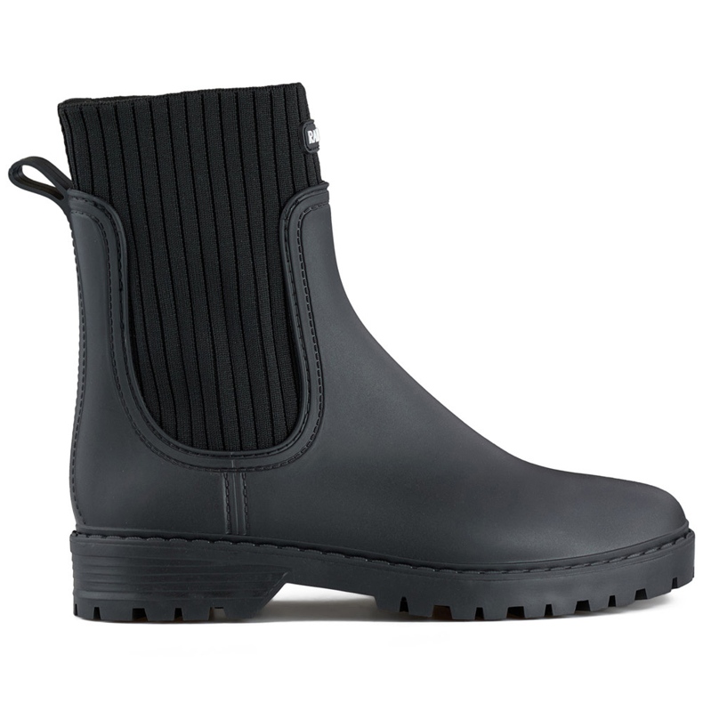 Mustat naisten Wellington-saappaat, joissa joustava sukkapäällinen