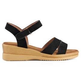 Mustat mokkanahkasandaalit, mukavat naisten sandaalit