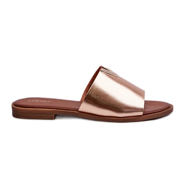 Naisten Eco-nahkaiset varvastossut tasaisella kantapäällä, kultainen Maliha