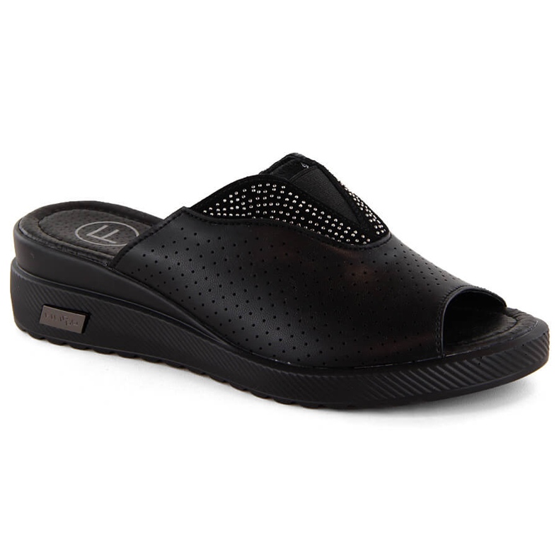 Mustat nahkaiset naisten kiila sandaalit Filippo DK6146