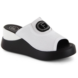 Filippo W PAW532B nahkainen harjakattoinen kiilamuuli, valkoinen