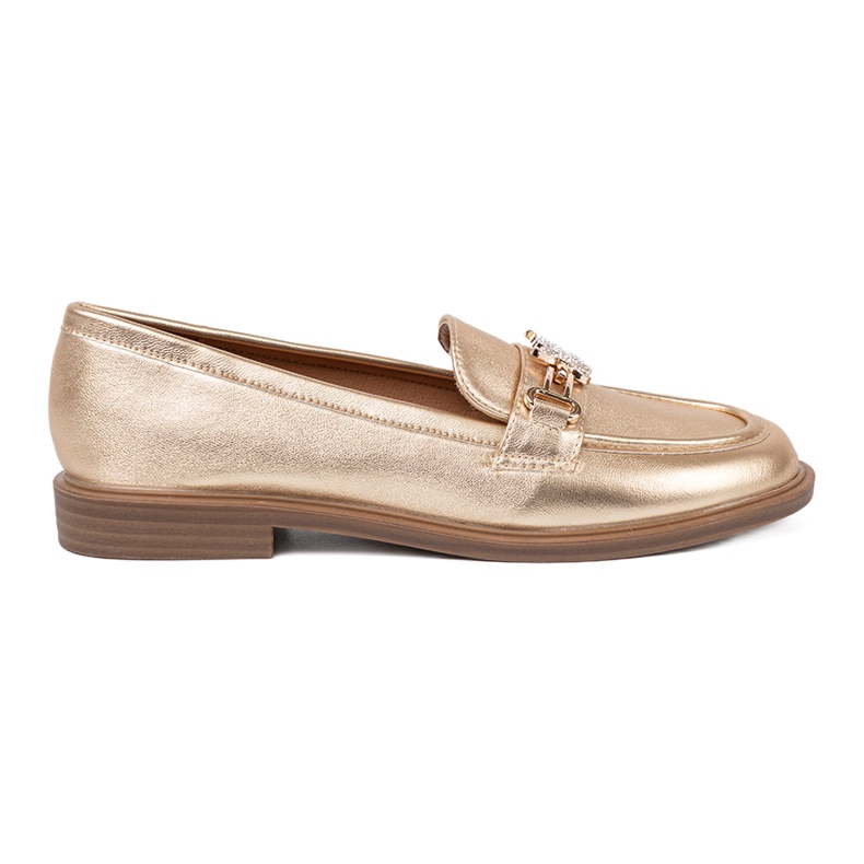 Tyylikkäät naisten kultaiset mokasiinit kultainen