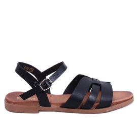 Manzo Black naisten tasaiset sandaalit musta