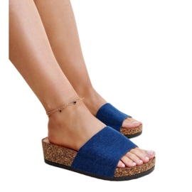 Laivastonsiniset varvastossut, joissa on Naifene-korkkikiila sininen