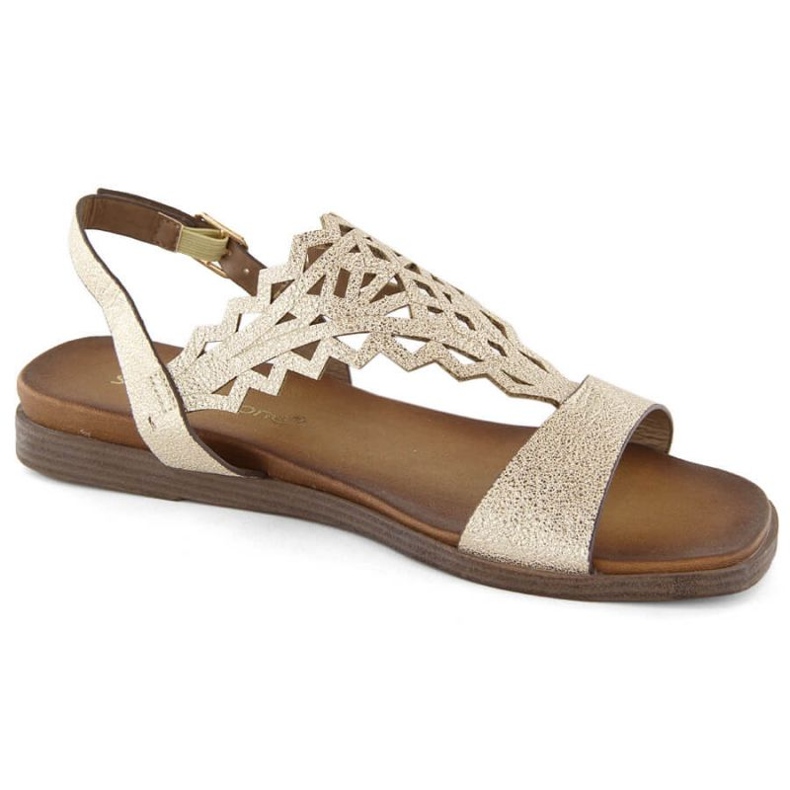 Sergio Leone W SK445 kultaiset harjakattoiset litteät sandaalit kultainen