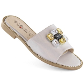 S.Barski W OLI262B hopeiset varvastossut zirkoneilla