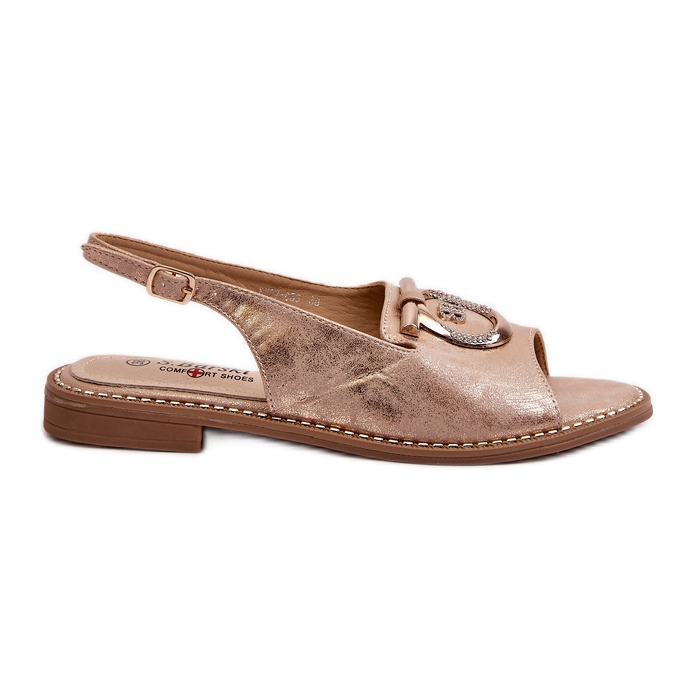 Tyylikkäät naisten sandaalit kullanvärisillä koroilla, ruusukulta S.Barski KV27-053 kultainen