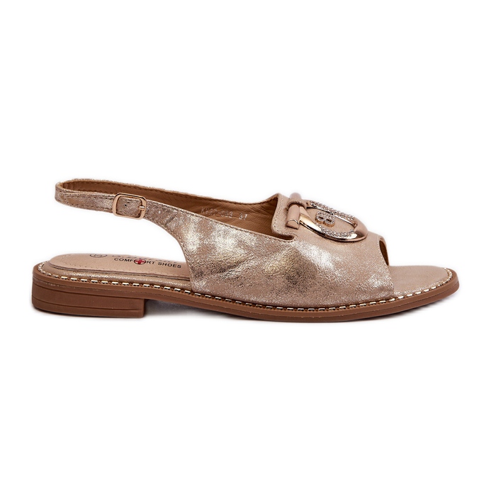 Tyylikkäät naisten sandaalit kullanvärisillä koroilla, kulta S.Barski KV27-053 kultainen
