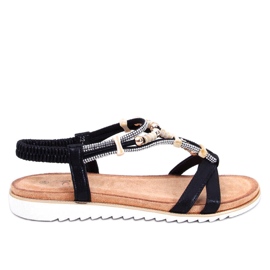 Montier Black helmillä varustetut sandaalit musta