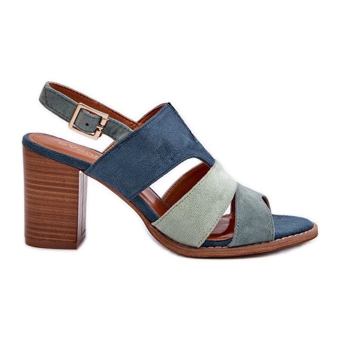 Naisten sandaalit Eco Suede -korkokengillä, Blue Qutima sininen